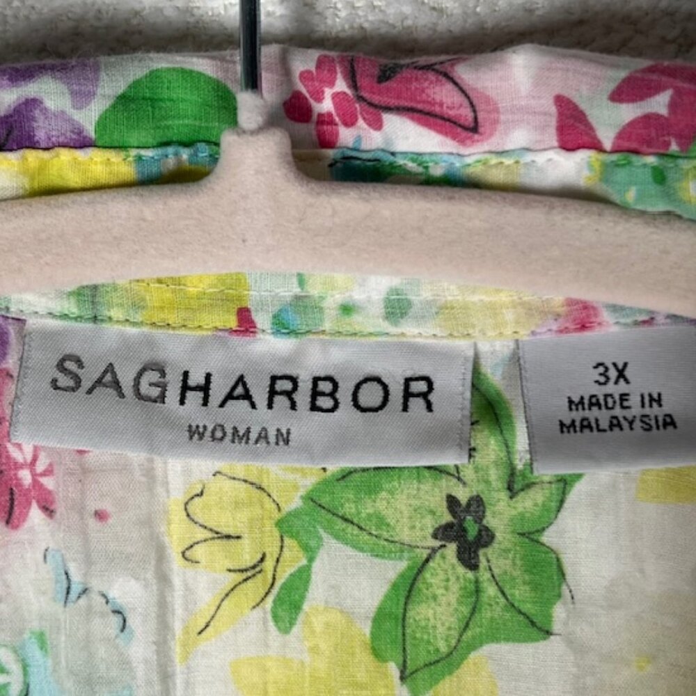 Sag Harbor Womens Button-down 3/4 Sleeve Tunic Plus Size 3X - Picture 2 of 7